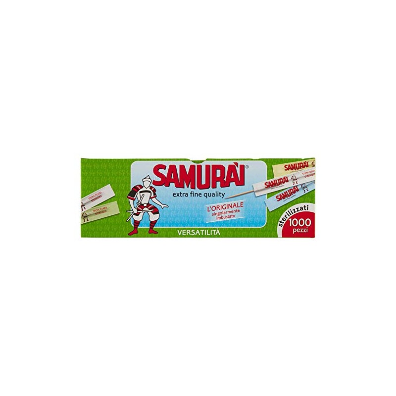 Samurai 341 CB Toothpicks Individually imbustati, Birch, Green, 6.6 x