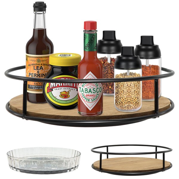 ZYNERY Pack of 2 Turntable Organiser, 360° Lazy Susan Rotating