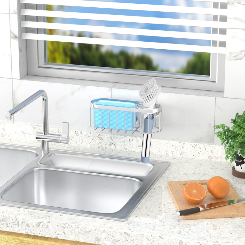 Yazoni 2-in-1 Sponge Holder for Kitchen Sink, Suction Cup Kitchen