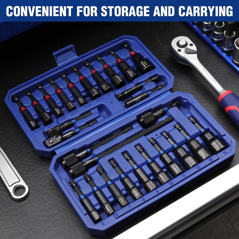 WORKPRO 27 PCS Magnetic Nut Driver Set, Impact Drill Driver