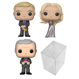 Funko TV: Pop! TV Game Show Set - Wheel of Fortune Pat Sajak & Vanna White, Jeopardy Alex Trebek Bundle with 3 PopShield Pop Box Protectors