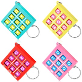 Hicarer 16 Pcs Tic Tac Toe Keychain for Kids Ages 8-12 Party Favors Plastic Keyholders for Mini Backpack Clip Birthday Party (Macaroon Color)