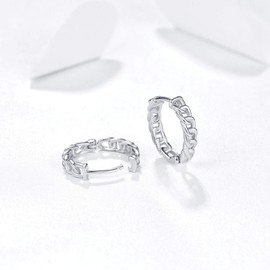 Hoop Earrings for Women, 925 Sterling Silver Huggie Hinged Earrings, Hypoallergenic Small Sleeper Rose Gold Earrings with AAA Zirconia for Women, Ladies, Girls, Sterling Silver