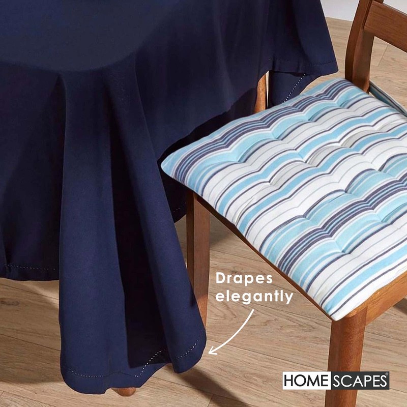 HOMESCAPES Blue Table Cloth, Plain Cotton Tablecloth, Square, Handcrafted &