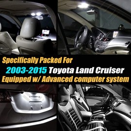 14Pc Canbus Error Free Super White 6000K Car Interior LED Light Kit Compatible for 2003-2015 Toyota Land Cruiser Equipped w/Advanced Computer system