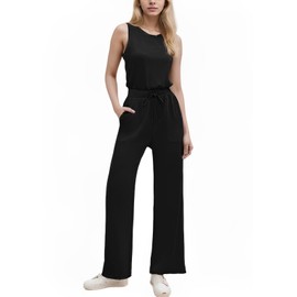 Jumpsuit mujer, Palazzo de elegantes, Overol mujer, Conjuntos casuales para mujer, Sin mangas, Pierna ancha, Adecuado para banquetes, Compras y viajes
