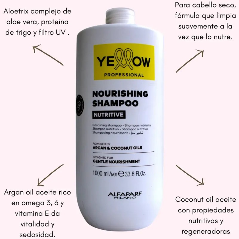 Shampoo Yellow Nutritive Argan y Coco para Cabello Seco y