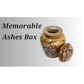 Wooden Cremation Urn for Human Ashes Or Pet Ashes | Blue Resin Urn Box for Ashes | Decorative Urn for Adult Man & Women | Burial Funeral Memorial Urn for Ashes | 120 Cubic Inches