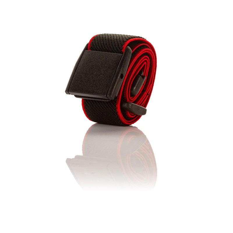 Olata Children’s Elasticated Belt with Plastic Clip Buckle. Black/Red (5-15