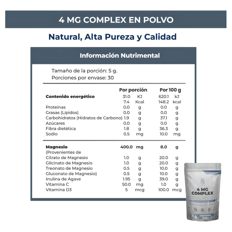 NAIMA 4 MG Complex 150 g, Sabor Natural Suplemento en