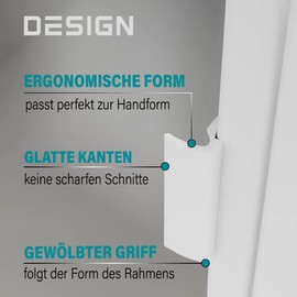 VOOXA Premium Aluminium Balcony Door Handle + Mounting Screws RAL9016 Glossy White Curved Handle, Comfortable Handle, for Balcony/Patio Door Exterior