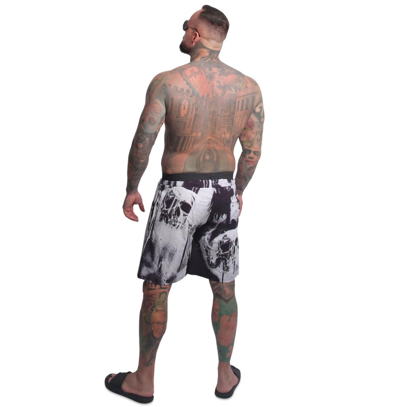 Yakuza Men's Horned FU Swim Shorts, White, 3 XL