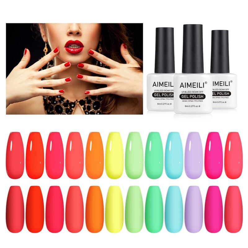 AIMEILI- Juego de 12 esmaltes de uñas en gel de