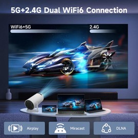 VERALUNE Upgrade HY300PRO Mini Projector 4K 1080P Support WiFi 6 Bluetooth 5.0, with Android 11, 200 ANSI, Auto Keystone, 180° Rotatable, Home Theater Portable Projector for Bedroom & Outdoor Use