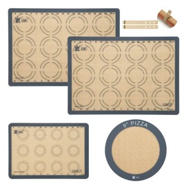 Silicone Baking Mat Set of 4, GUANCI Grade Food Baking mats Non-Stick Reusable Pizza Bakeware Mat for Making Macaroon, Pizza, Cookie, Pastry, Bread, Bun(Grey)