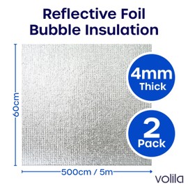 Foil Insulation Roll – 2 Pack (5m x 60cm) - Thermal Insulation Foil for Floor, Roof, Wall & Ceiling - Heat Retention Barrier for Attics, Lofts, Garages, Sheds, Greenhouses, Boats & Pet Homes