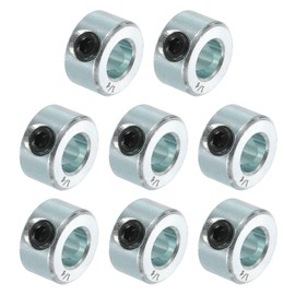sourcing map 8pcs Set Screw Collars 1/4" Bore Carbon Steel Shaft Collars, 1/2" OD, 5/16" Width Lock Axle Collar Clamp for Linear Rod Shaft Guide