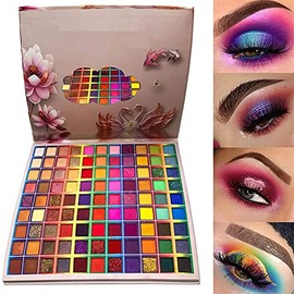 Paleta de sombras de ojos de 99 colores, paleta de sombras de ojos de colores del arco iris, paleta de maquillaje profesional con brillo mate, sombra 