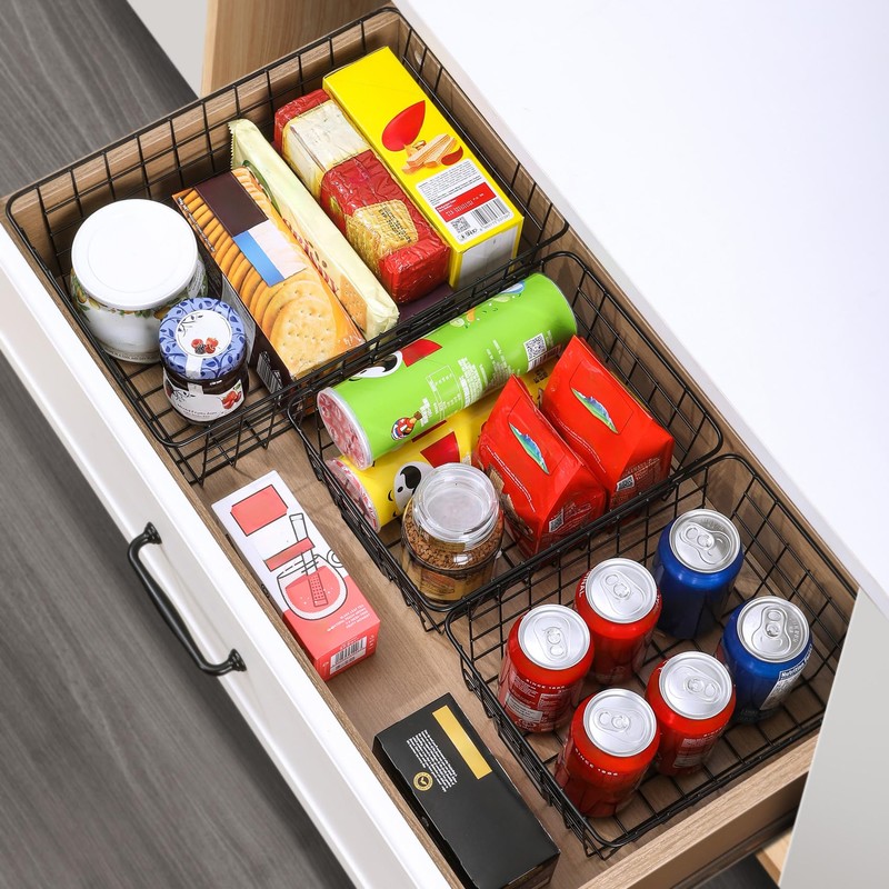 8 Set, Extra Large Wire Baskets for Organizing with Lables,
