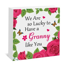 Granny Gifts Grandma Wooden Plaque Box Sign Mothers Day Christmas Birthday Gift for Granny Nana Gift from Grandkids Wood Box Sign Desk Decor Accessories Grandma Gifts from Granddaughter Grandson