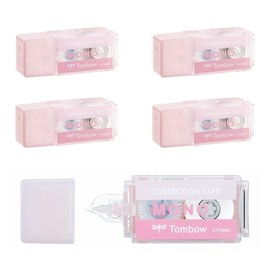 Tombow Pencil Correction Tape 0.2 inches (5 mm) MONO Mono Pocket (MONO Eraser Design Correction Tape) Disposable Type Pink 5 pieces 4m CT-CM5C80-5P