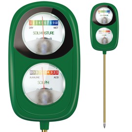 DAQVQ 2-in-1 Soil Moisture Meter, Soil PH Meter, Large Dual-Screen Soil PH Tester & Moisture Meter for Plants Indoor&Outdoor Garden,Lawn,Farm Soil Test Kit-No Battery Needed-Freshgreen