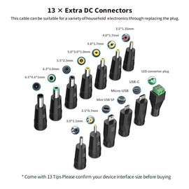 Tonton Universal Power Supply 5.5 x 2.1 mm AC DC Plug Kit DC Plug Suitable for Notebook, Computer and Audio, TV, etc