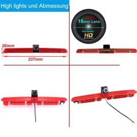 1280 x 720 Pixels 1000TV Lines Car Top Mount Third 3rd Brake Brake Light Camera Brake Light Reversing Camera for VW T6 Transporter Business MPV SUV Bus Waterproof