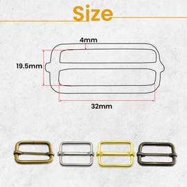 Trimming Shop 32mm Triglide Gold Buckle for Webbing Straps, Backpack, Clasps, Collars and Accessories for Bags, Heavy Duty, Lightweight, Pack of 5