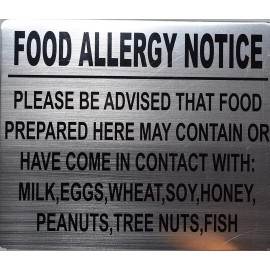 BUILDINGSIGNS.COM Food Allergy Notice Sign (Brush Aluminium, 10x12)-REF24-1