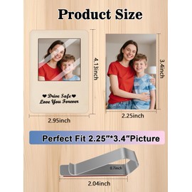 YM E-Bright Car Picture Holder, 1Pack Car Visor Photo Clip with Acrylic Protective Cover Sun Visor Photo Holder Car Visor Accessories Gift for Family, Friends, Couple - Square