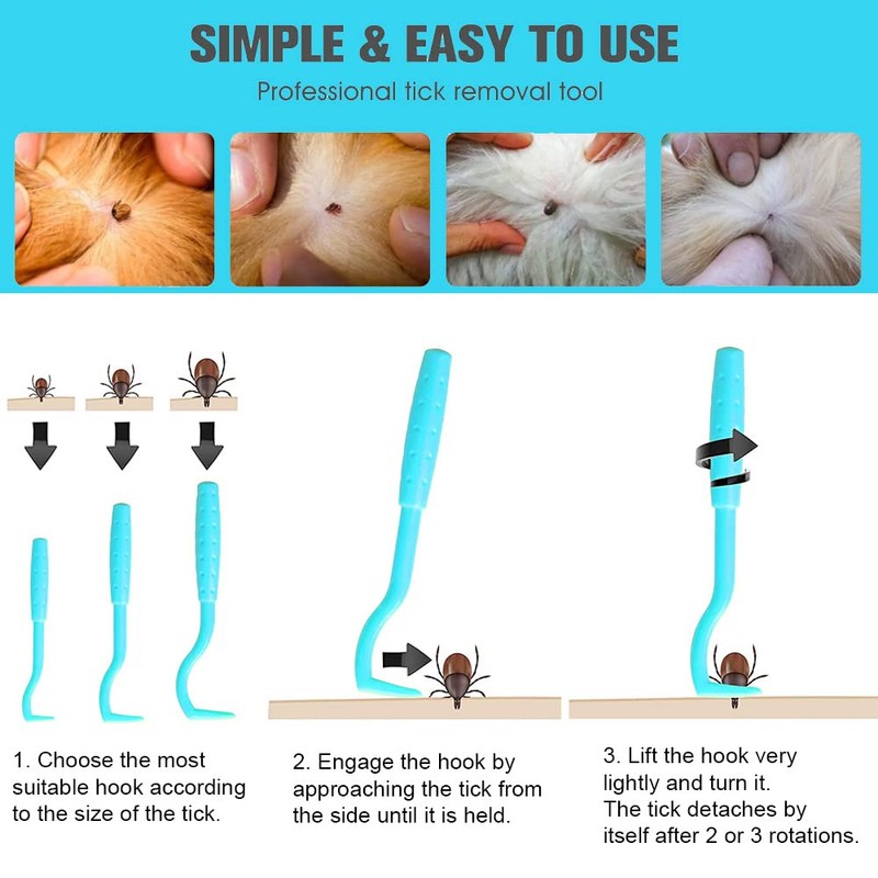 HouChanges 3Pcs Tick Remover Tool,Painlessly Tick for Dogs Cats and