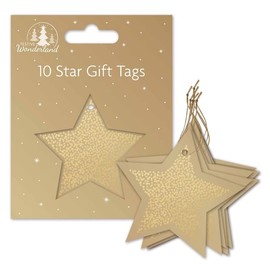 Tallon Festive Wonderland Luxury Christmas Xmas Star Gift Tags, Gold- Pack of 10