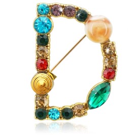 ETHOON Letter Brooch Pins Initial Colorful Rhinestone Resin Brooch for Women Crafts Breastpin Gold D