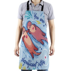 HGOD DESIGNS Otters Kitchen Apron,Funny Cartoon Otters In The Sea With You Are My Significant Otter Quotes Kitchen Aprons For Women Men For Cooking Gardening Adjustable Home Bibs,Adult Size