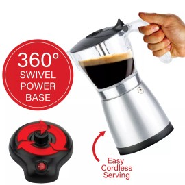 Brentwood 6-Cup Electric Moka Pot Espresso Machine (Silver)
