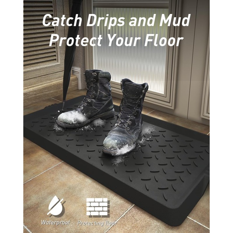 SUPENUIN Boot-Tray Heavy Duty Rubber Mat with Lip Waterproof Shoe