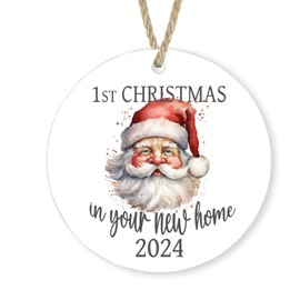First Christmas in Your New Home 2024 Acrylic Ornament, Housewarming Christmas Tree Bauble Decoration (Santa)