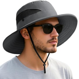 DRESHOW Sun Bucket Hats for Men Women 3.5" Wide Brim Fishing Hat Breathable Mesh Beach Hats Outdoor Packable Foldable Hat UPF 50+