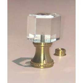 NEW: VINTAGE 2nd Quality CRYSTAL HEXAGON LAMP FINIAL 1-3/4"H, Tap 1/8IP & 1/4-27