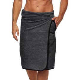 Sowel® Sauna Kilt, Men's 100% Organic Cotton Sauna Towel with Velcro Fastening, Sauna Towel, Sauna Buddy, Anthracite / Black, 60 x 140 cm