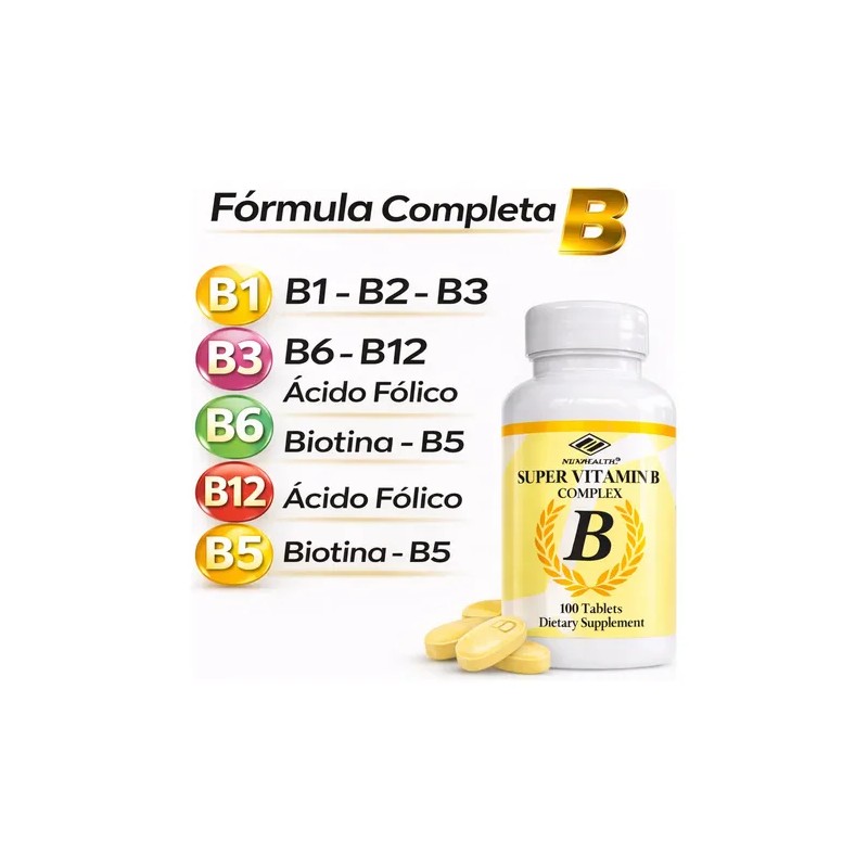 Complejo B 100 Capsulas Vitamina B1 B6 B12 Energia