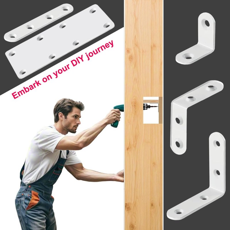 24 Pack White L Bracket 1.57 Inch Stainless Steel Corner