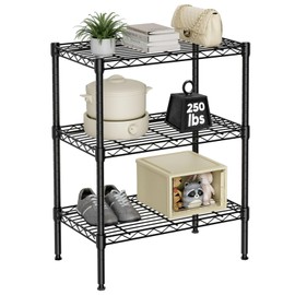 Elevon 3-Shelf Adjustable, Heavy Duty Storage Shelving Unit (350 lbs Loading Capacity per Shelf), Steel Organizer Wire Rack, Black (23.2" L x 13.4" W x 30.3" H)