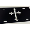 Silver Engraved 3D Christian Cross Car Tag Diamond Etched Vanity