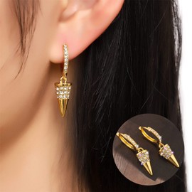 WCRAZYE Gold Dainty Huggie Hoop Earring 14K Gold Plated Dangle Earrings Sparkling Cubic Zirconia CZ Charm Hoops Earrings for Women Hypoallergenic Hoops Jewelry Gift (Gold)