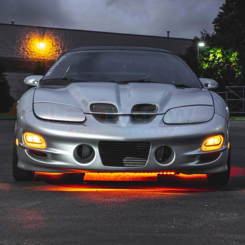 LEDGlow 4pc Orange Flexible Car Slimline LED Underbody Underglow Accent