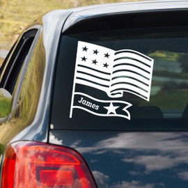 American Flag Sticker with Personal Sign - Named American Flag Decals for Trucks Walls Laptops - Flying USA Flag Custom Name Car Sticker