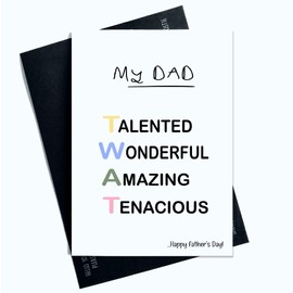 Peachy Antics Funny Father's Day Card For Dad For Him Funny Joke Card Novelty Joke Happy Fathers Day Talented Wonderful Amazing Tenacious Joke Card AP161