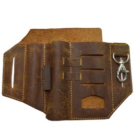 flevado Unisex Tool Bag, Work Bag, Organiser, Belt Bag, Cosmetic Bag, Full Leather in 3 Designs (Brown Suede), Brown Suede